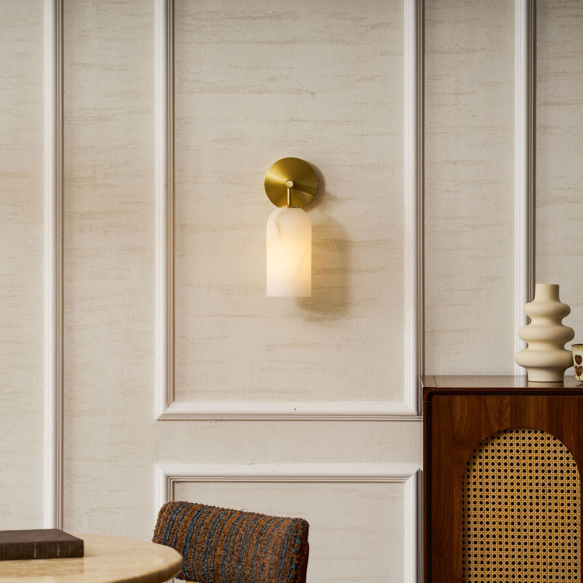 Alabaster Wall Sconce Natural Stone Shade Hardwired Fixture