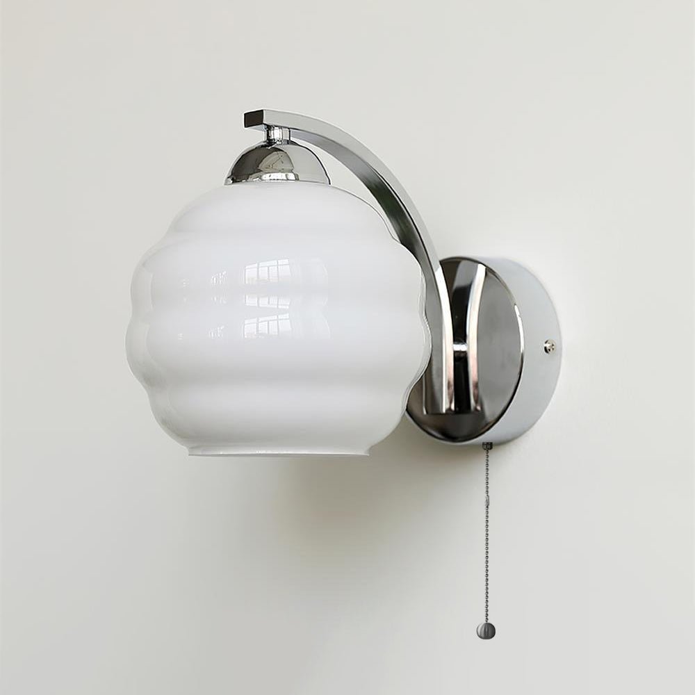 Scalloped Glass Wall Sconce Fluted Shade Vanity Light