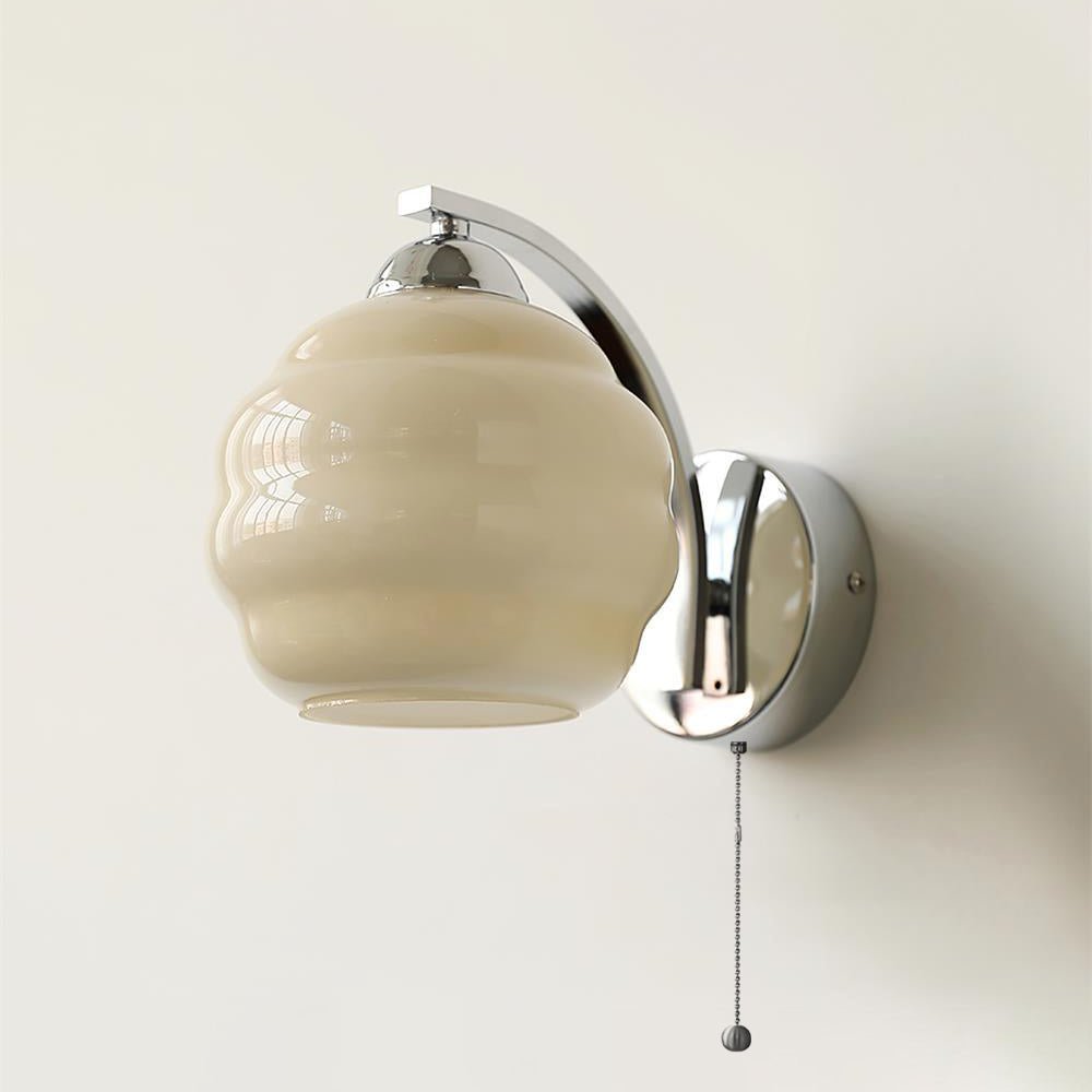 Scalloped Glass Wall Sconce Fluted Shade Vanity Light