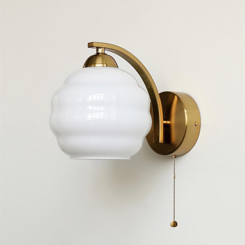 Scalloped Glass Wall Sconce Fluted Shade Vanity Light