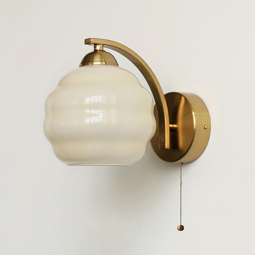 Scalloped Glass Wall Sconce Fluted Shade Vanity Light