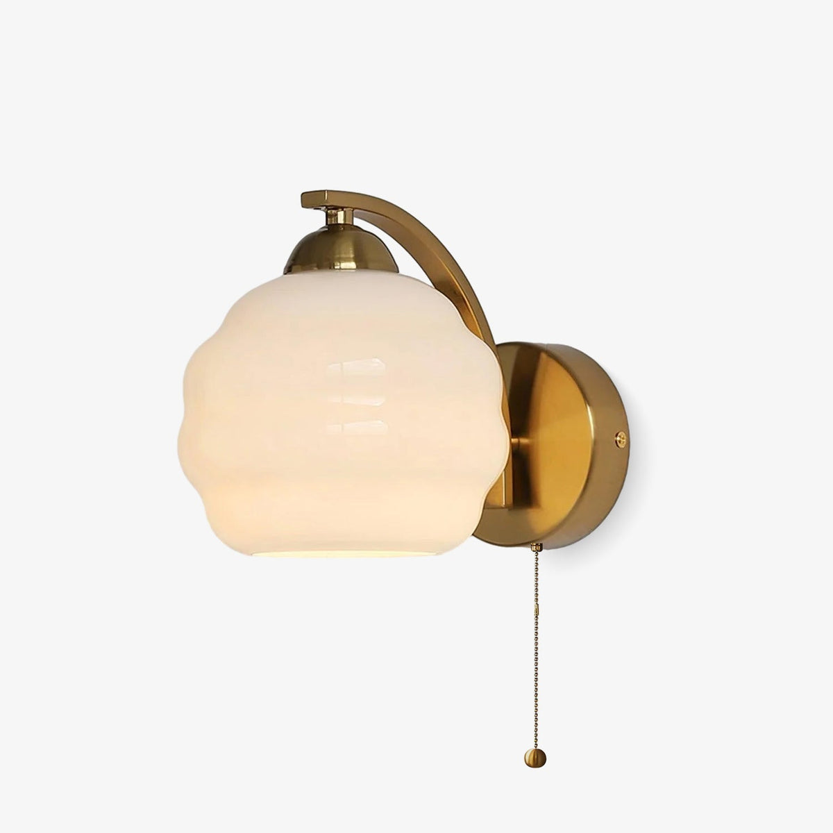 Scalloped Glass Wall Sconce Fluted Shade Vanity Light