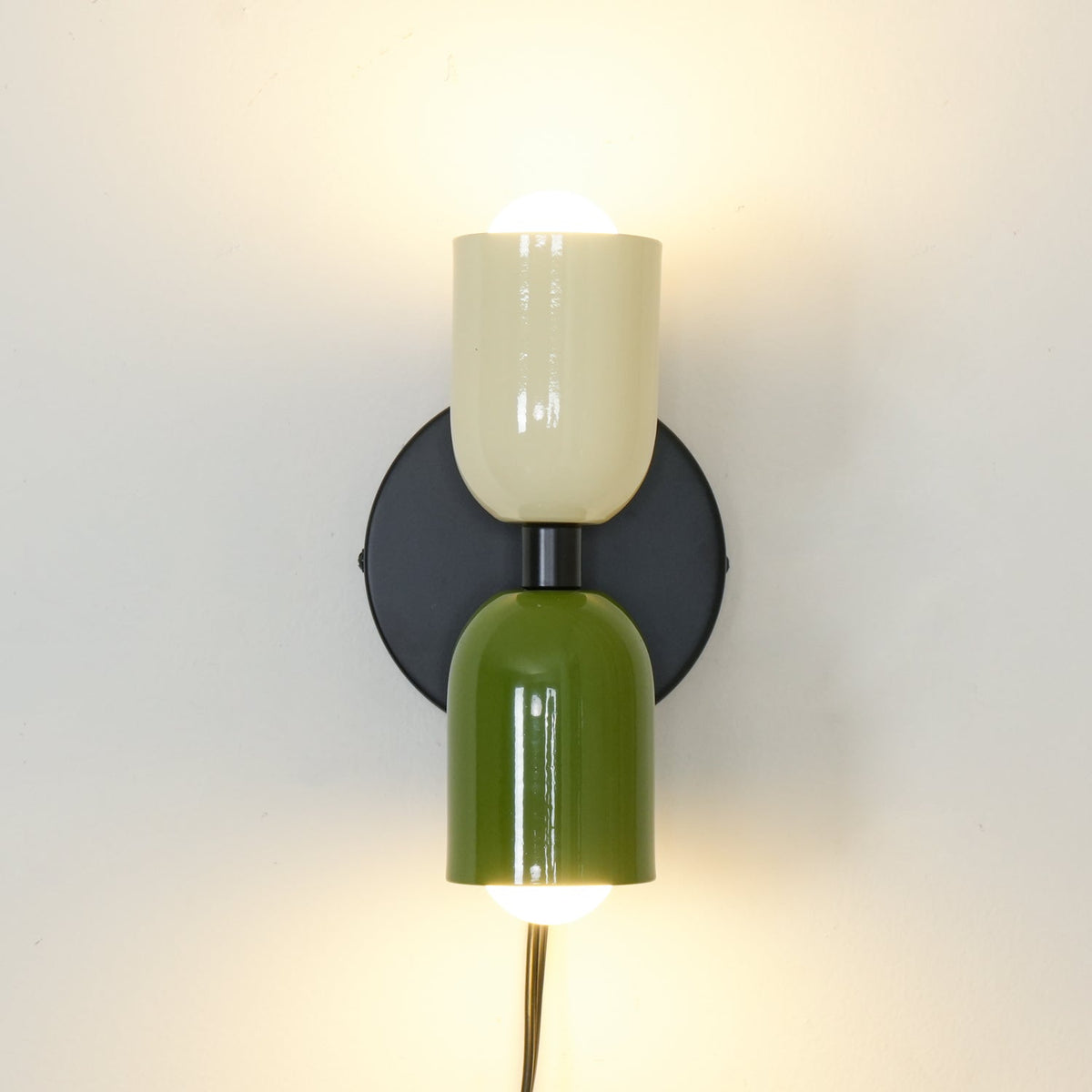 Duo Glow Plug-In Double Wall Sconce Twin Shade Fixture