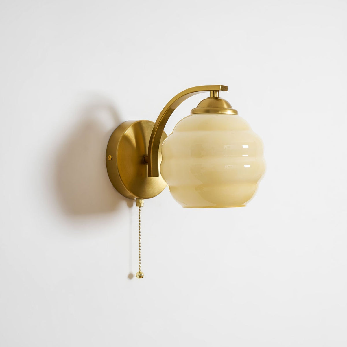 Scalloped Glass Wall Sconce Fluted Shade Vanity Light