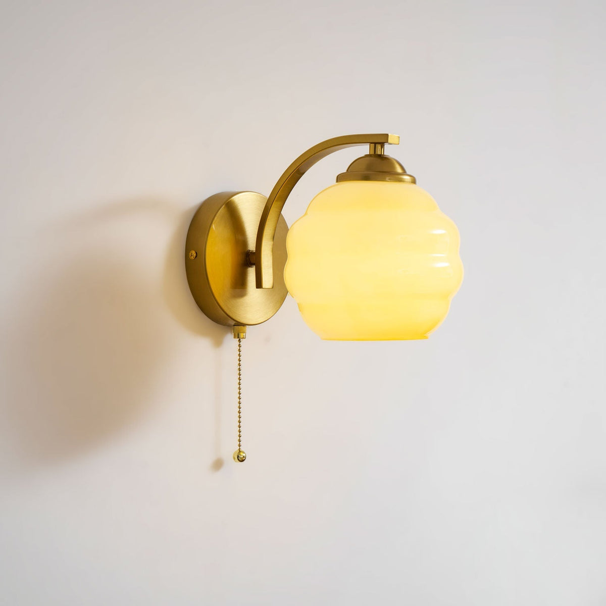 Scalloped Glass Wall Sconce Fluted Shade Vanity Light