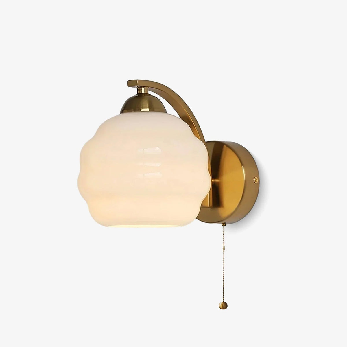 Scalloped Glass Wall Sconce Fluted Shade Vanity Light