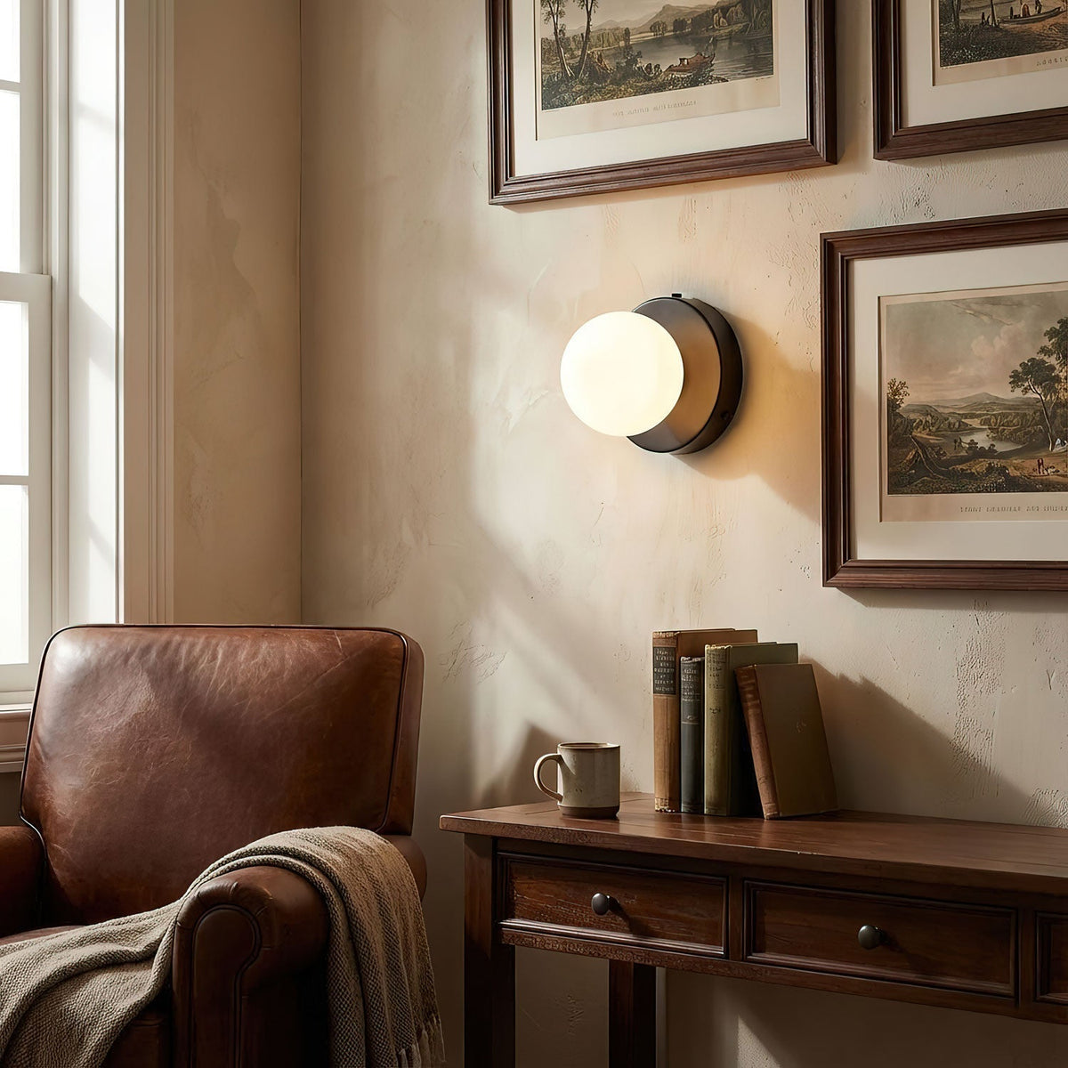 Halo Globe Wall Sconce Frosted Glass Ring Backplate Light