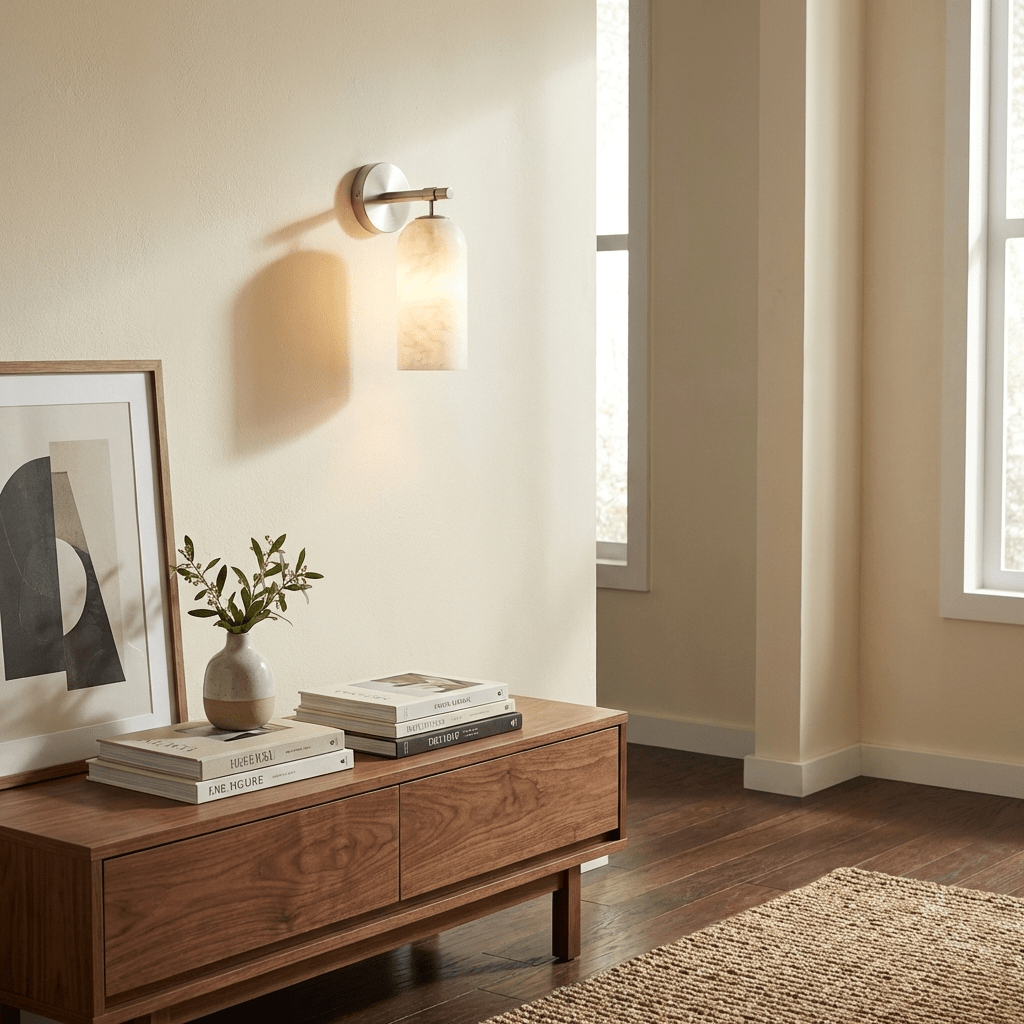 Alabaster Wall Sconce Natural Stone Shade Hardwired Fixture