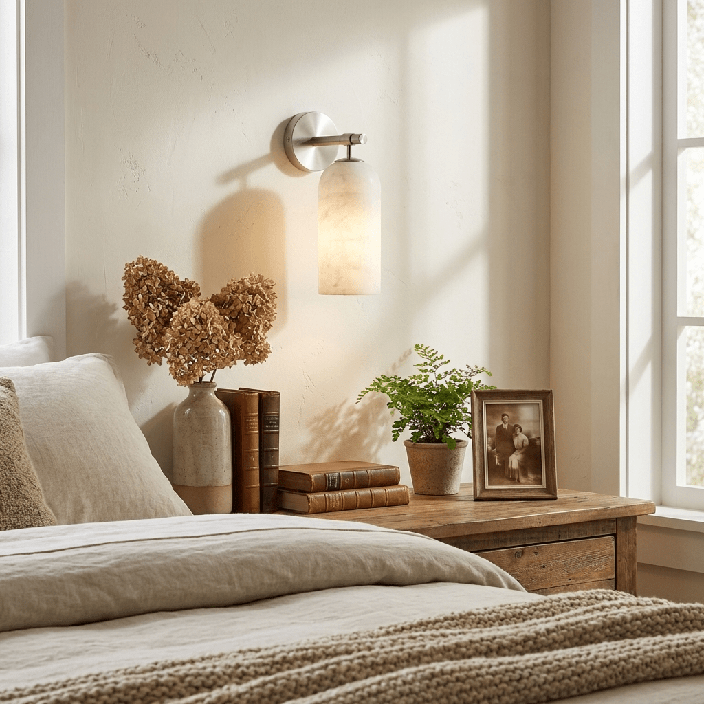 Alabaster Wall Sconce Natural Stone Shade Hardwired Fixture
