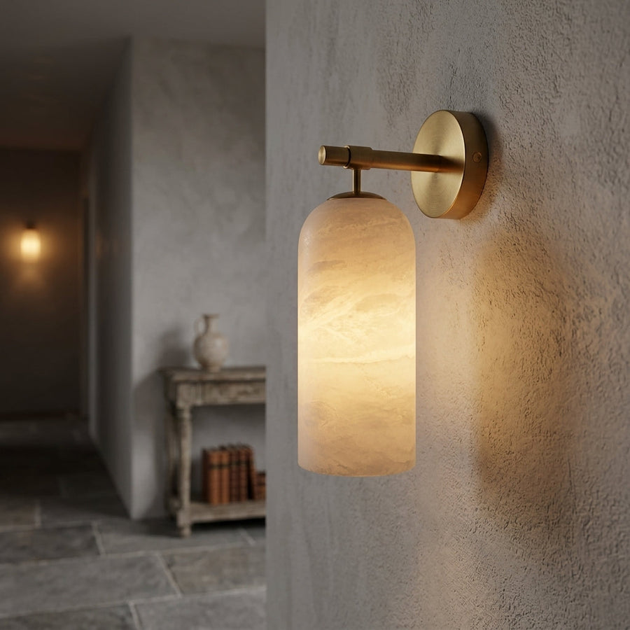 Alabaster Wall Sconce Natural Stone Shade Hardwired Fixture