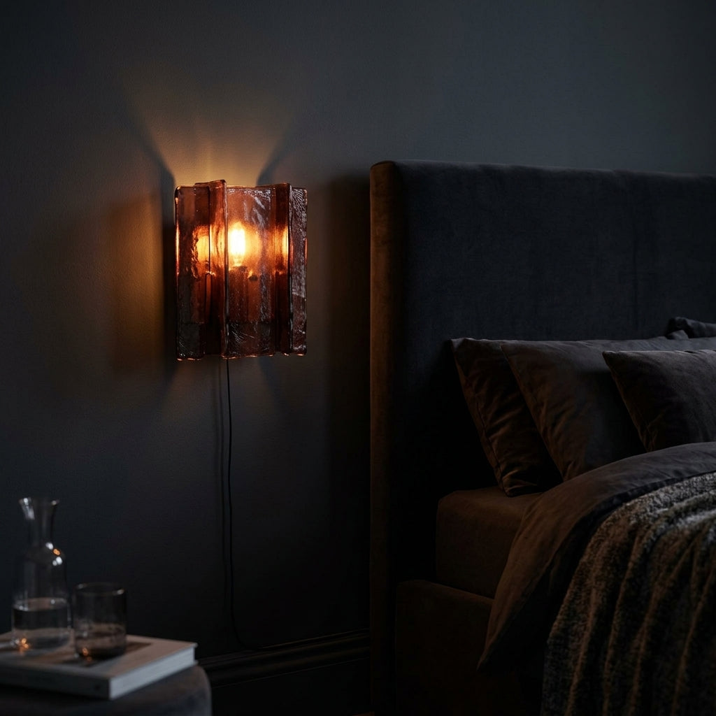 Crimson Glow Plug-In Wall Sconce Fabric Shade Fixture