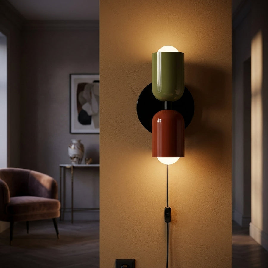 Duo Glow Plug-In Double Wall Sconce Twin Shade Fixture
