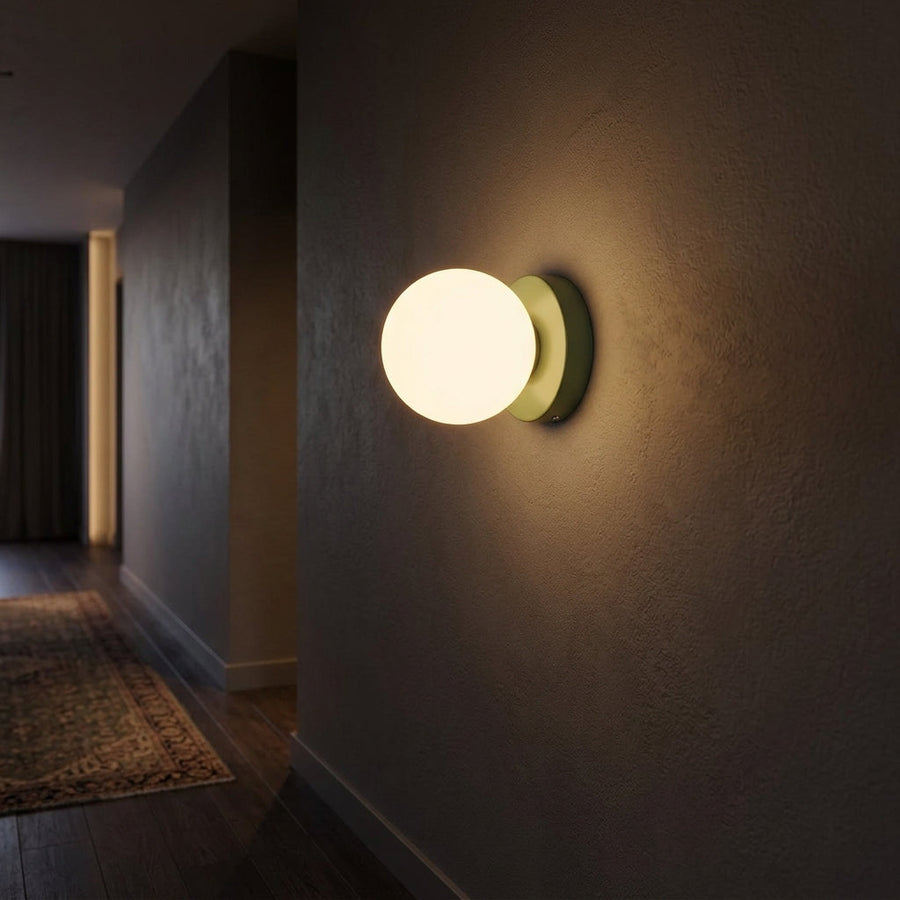 Halo Globe Wall Sconce Frosted Glass Ring Backplate Light